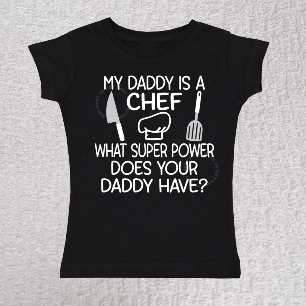 Daddy Chef Short Sleeve Girl Black Shirt