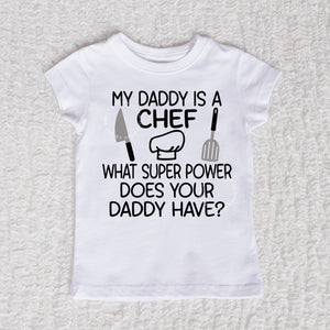 Daddy Chef Short Sleeve Girl White Shirt