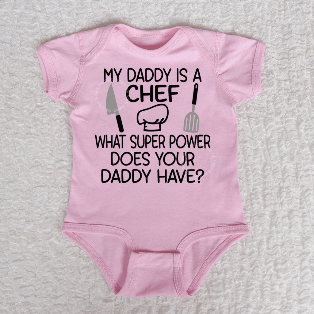 Daddy Chef Short Sleeve Pink Bodysuit