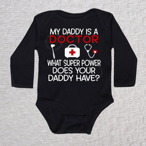 Daddy Doctor Long Sleeve Black Bodysuit