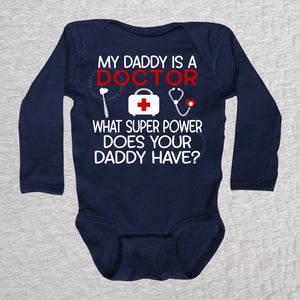Daddy Doctor Long Sleeve Navy Bodysuit