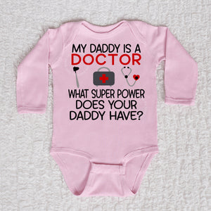 Daddy Doctor Long Sleeve Pink Bodysuit