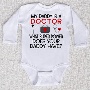 Daddy Doctor Long Sleeve White Bodysuit