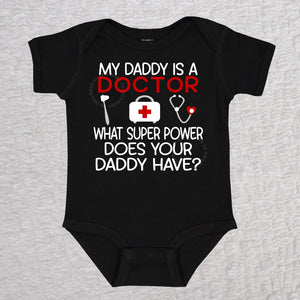 Daddy Doctor Short Sleeve Black Bodysuit