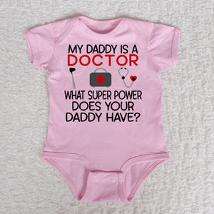 Daddy Doctor Short Sleeve Pink Bodysuit