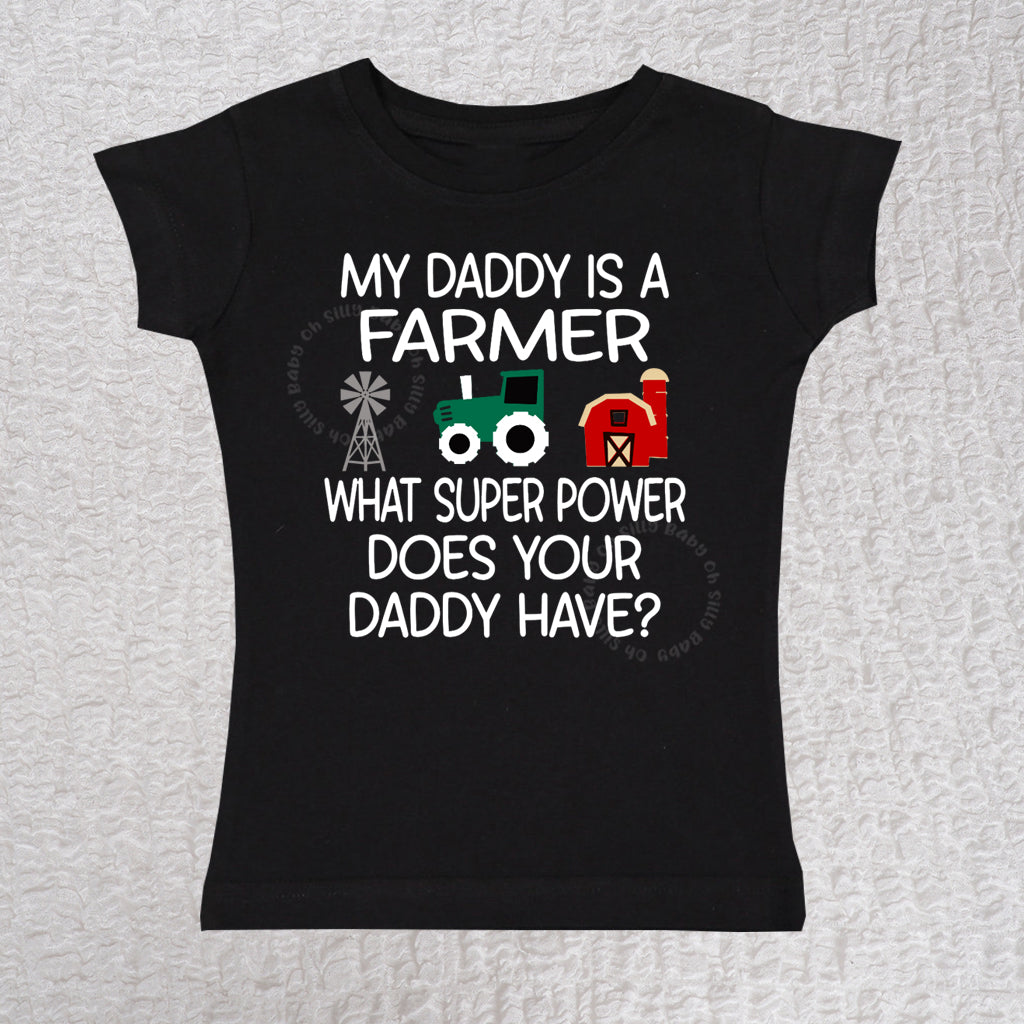 My Daddy Is A Farmer Short Sleeve Black Girls Shirt