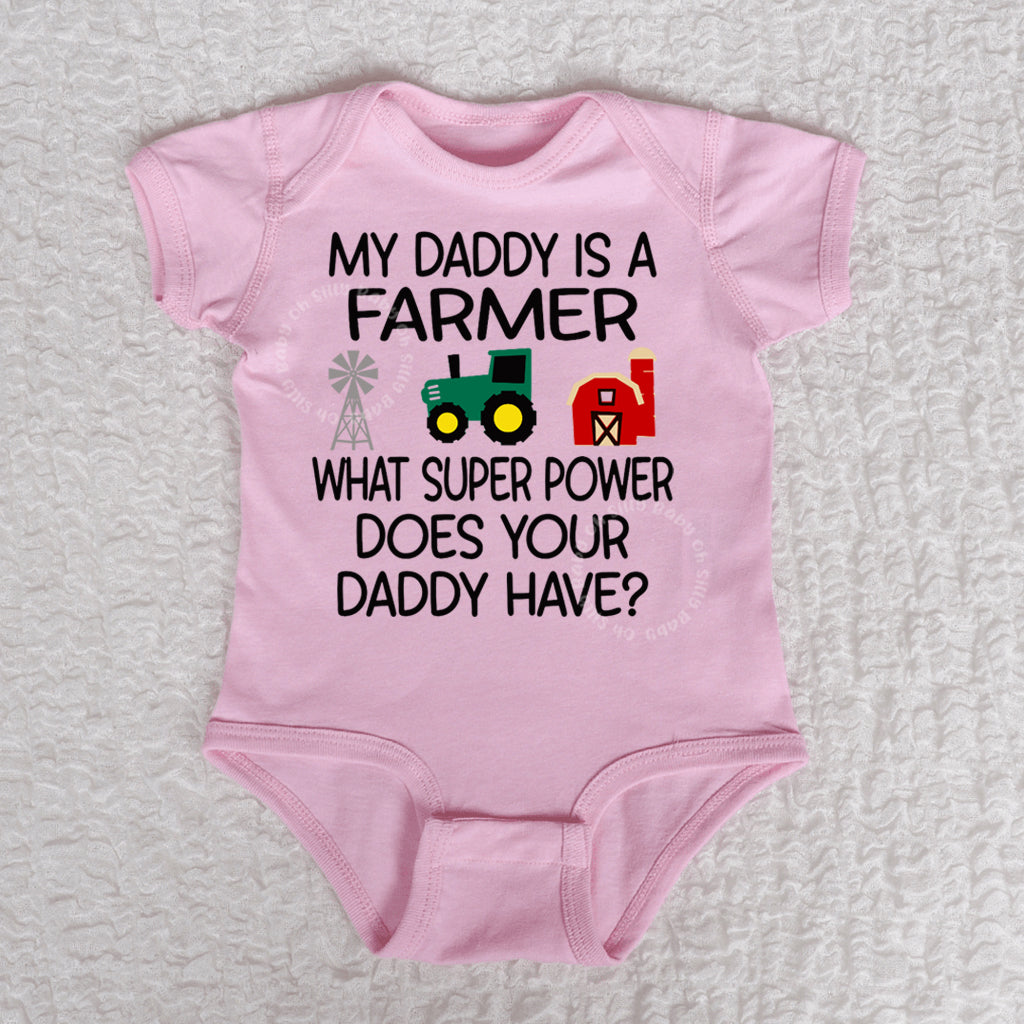 My Daddy Is A Farmer Short Sleeve Pink Bodysuit