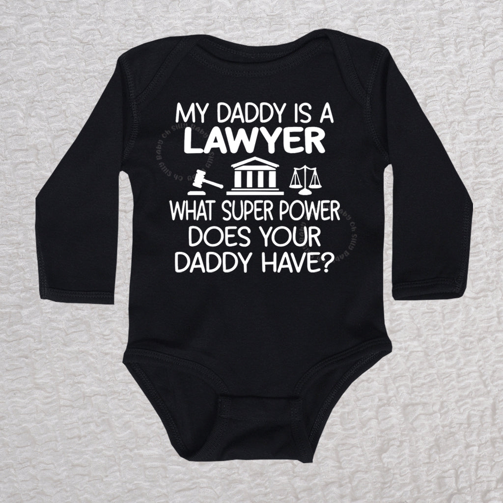 Daddy Lawyer Long Sleeve Black Bodysuit