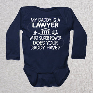 Daddy Lawyer Long Sleeve Navy Bodysuit