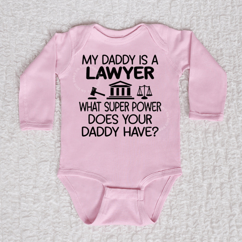 Daddy Lawyer Long Sleeve Pink Bodysuit