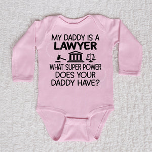 Daddy Lawyer Long Sleeve Pink Bodysuit