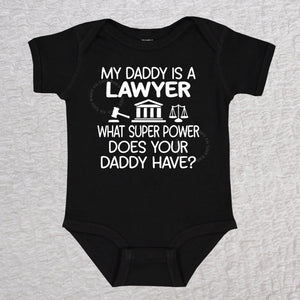 Daddy Lawyer Short Sleeve Black Bodysuit