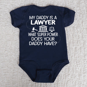 Daddy Lawyer Short Sleeve Navy Bodysuit