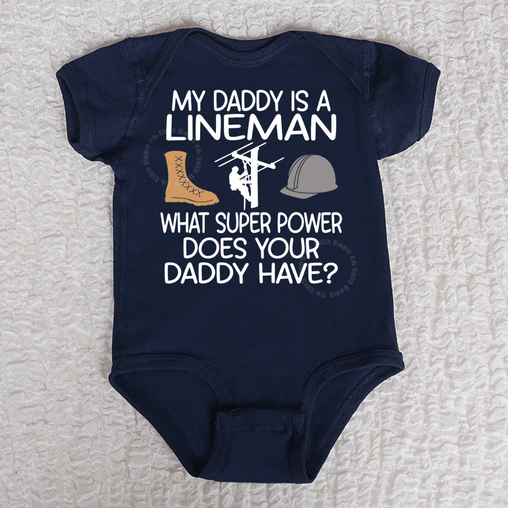 My Daddy Is A Lineman Short Sleeve Navy Bodysuit