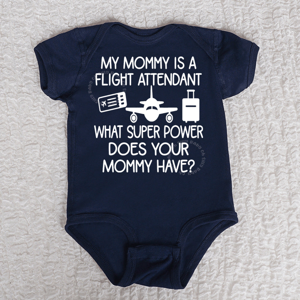 My Mommy Is A Flight Attendant Short Sleeve Navy Bodysuit