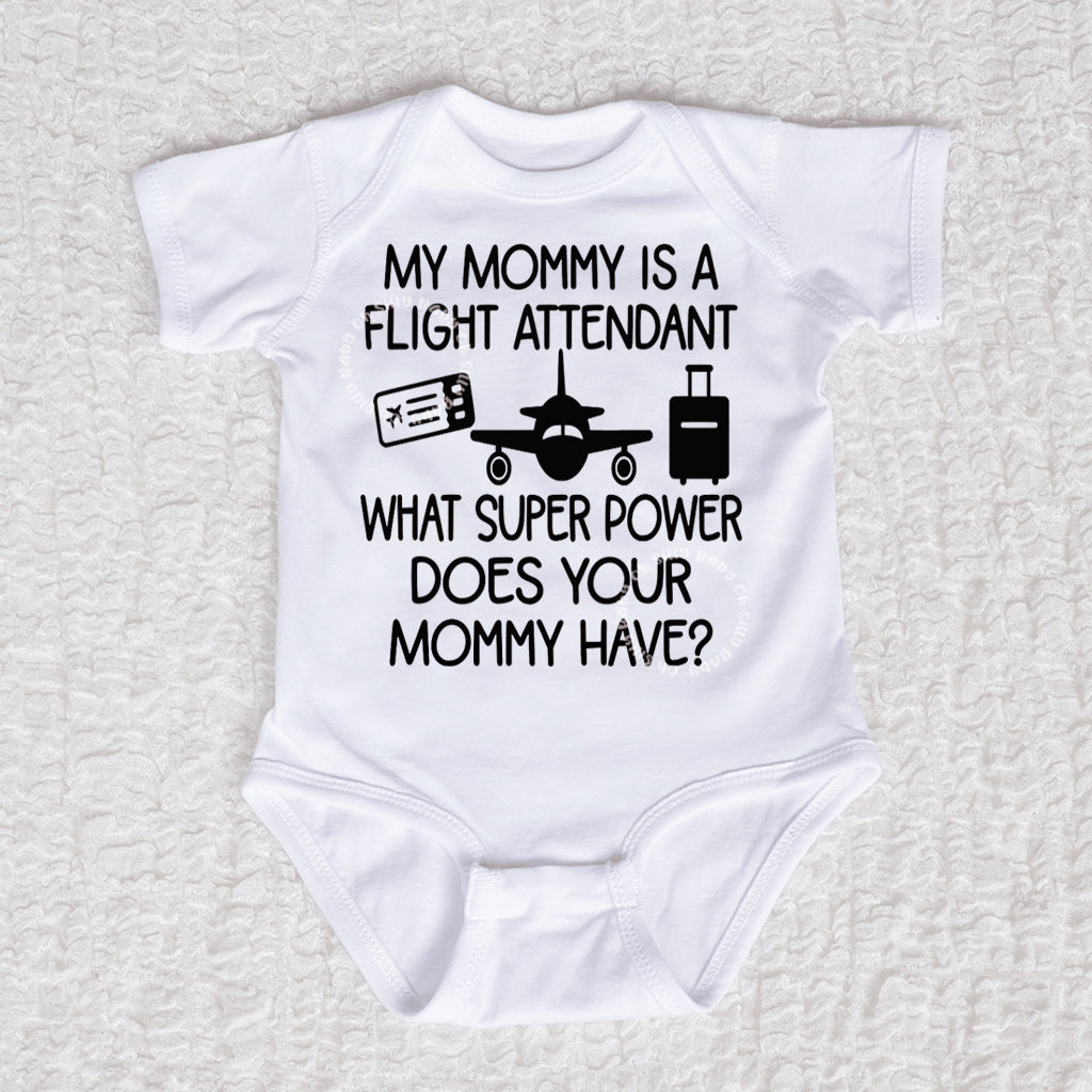 My Mommy Is A Flight Attendant Short Sleeve White Bodysuit