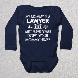 Mommy Is A Lawyer Long Sleeve Navy Bodysuit