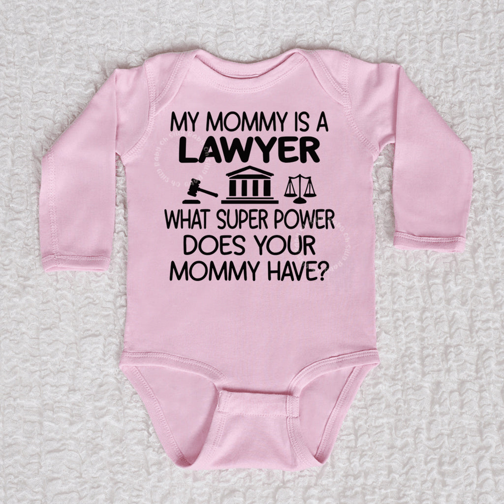 Mommy Is A Lawyer Long Sleeve Pink Bodysuit
