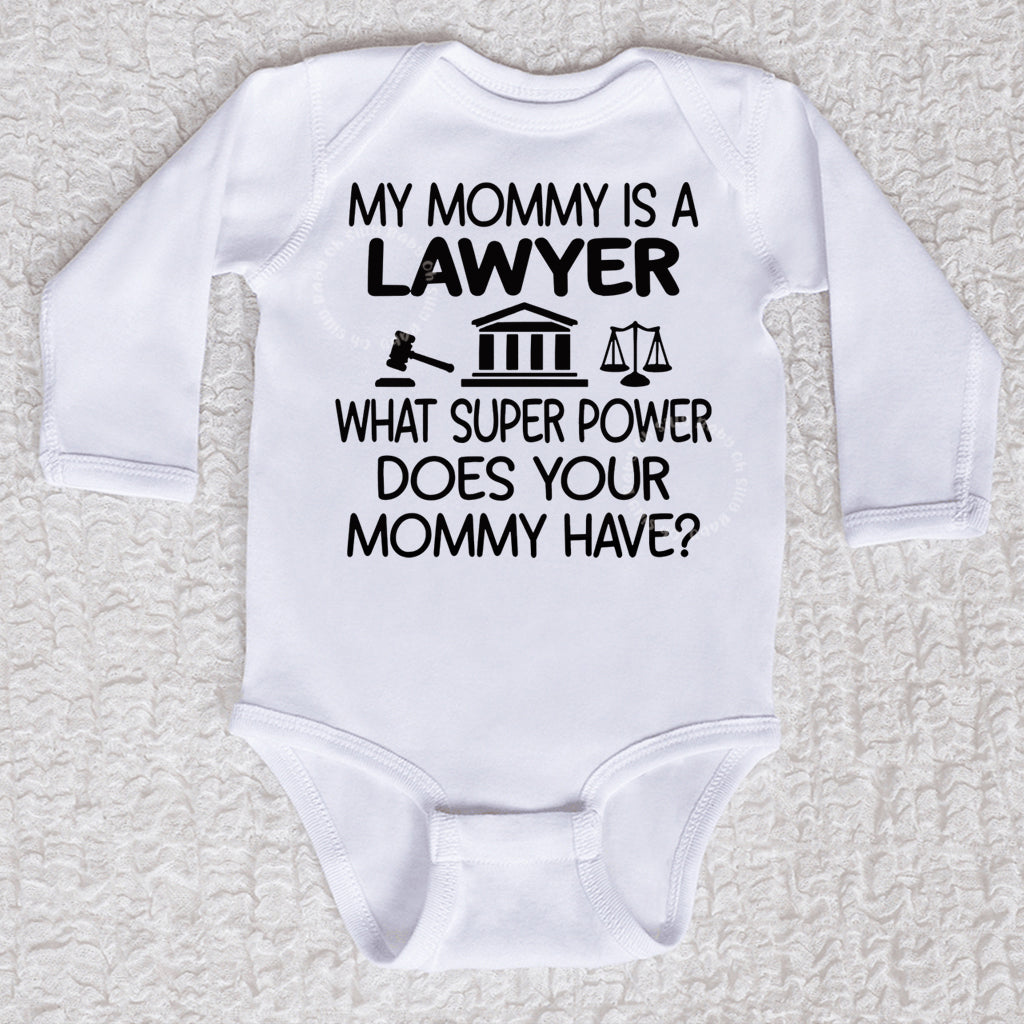 Mommy Is A Lawyer Long Sleeve White Bodysuit