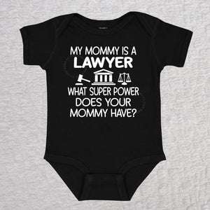 Mommy Is A Lawyer Short Sleeve Black Bodysuit