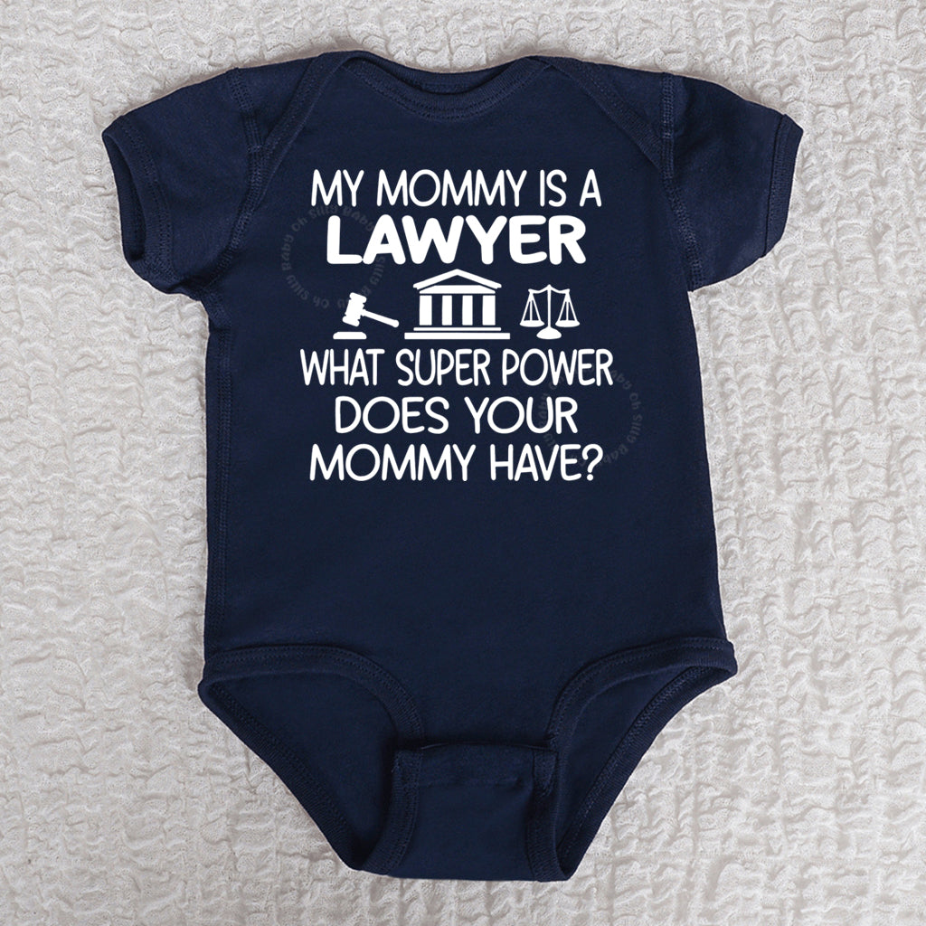 Mommy Is A Lawyer Short Sleeve Navy Bodysuit
