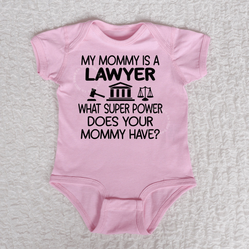 Mommy Is A Lawyer Short Sleeve Pink Bodysuit