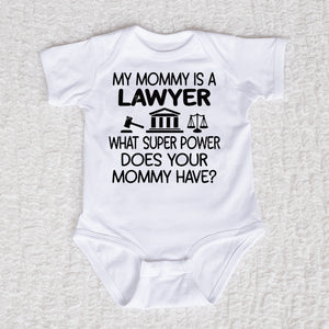 Mommy Is A Lawyer Short Sleeve White Bodysuit