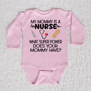 Mommy Nurse Long Sleeve Pink Bodysuit