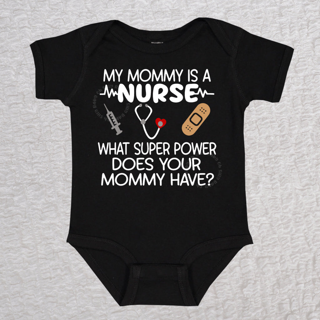 Mommy Nurse Short Sleeve Black Bodysuit