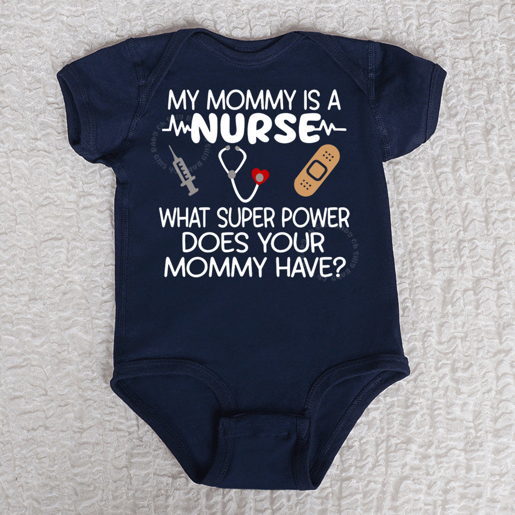 Mommy Nurse Short Sleeve Navy Bodysuit
