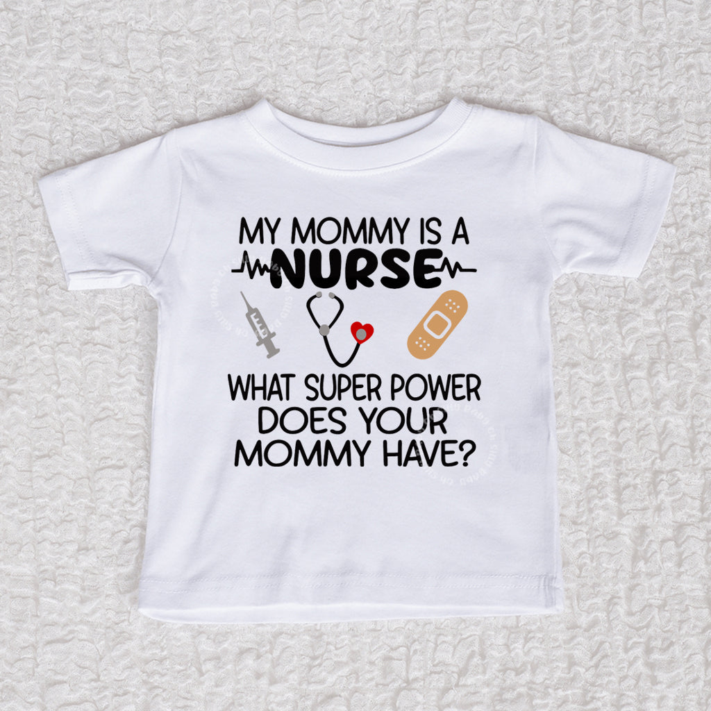 Mommy Nurse Crew Neck White Shirt