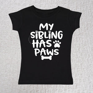 My Sibling Has Paws Girl Black Shirt