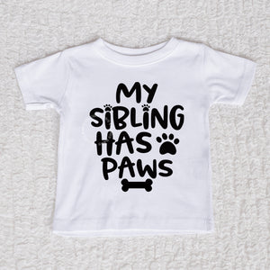 My Sibling Has Paws Short Sleeve White Shirt