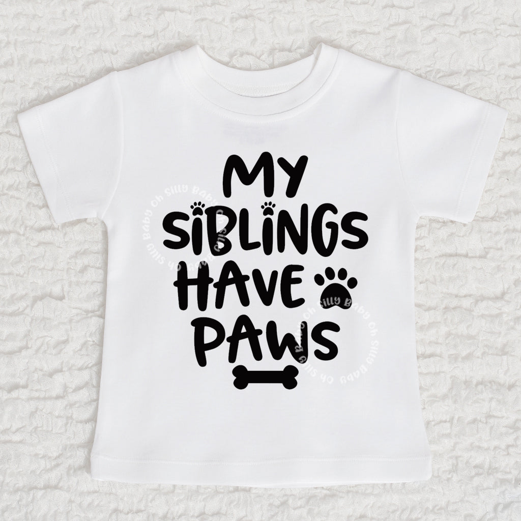 My Siblings Have Paws Short Sleeve White Tee Unisex