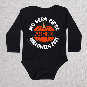 My Very First Halloween Long Sleeve Black Bodysuit