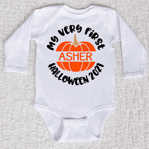 My Very First Halloween Long Sleeve White Bodysuit