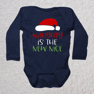 Naughty Long Sleeve Navy Bodysuit