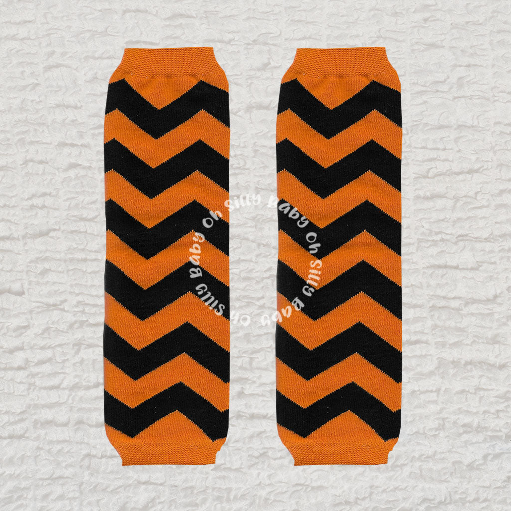 Orange and Black Chevron Baby Leg Warmers