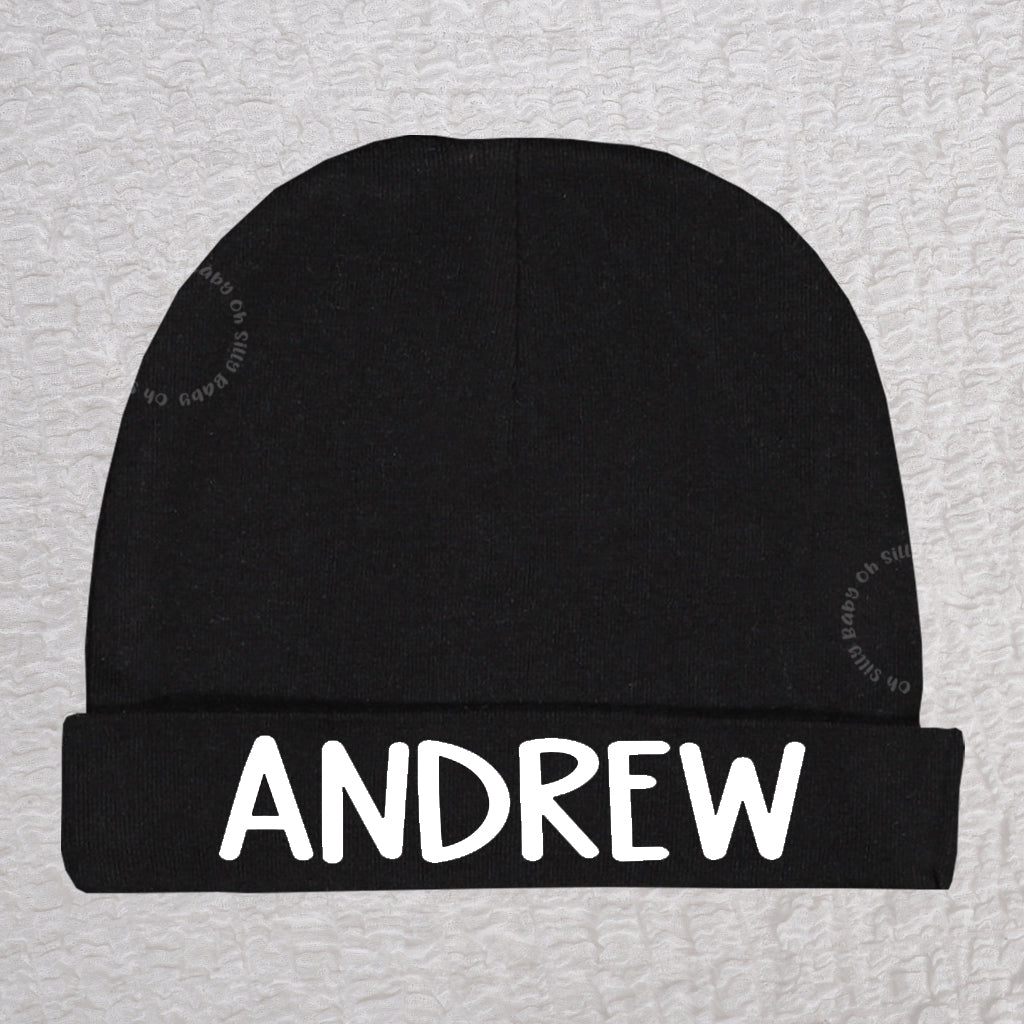Personalized Boy Black Beanie Hat 