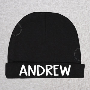 Personalized Boy Black Beanie Hat 