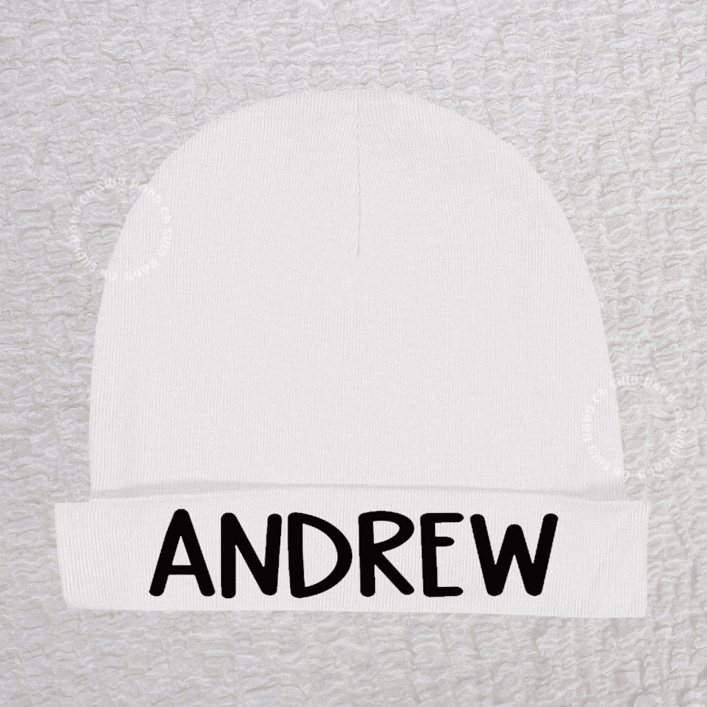 Peronalized Boy White Beanie Hat