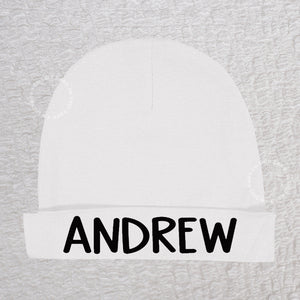 Personalized Boy White Beanie Hat