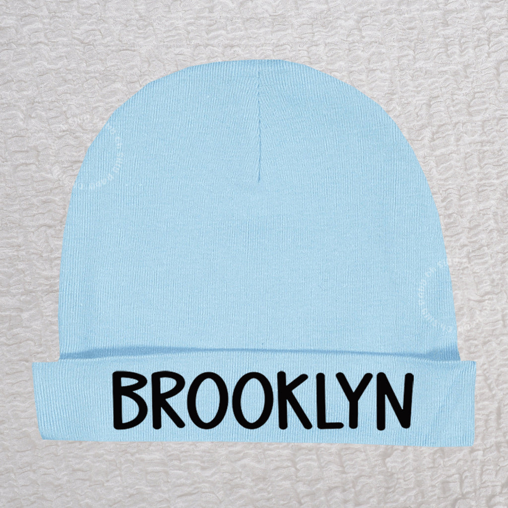 Personalized Name Beanie Hat Girl Light Blue