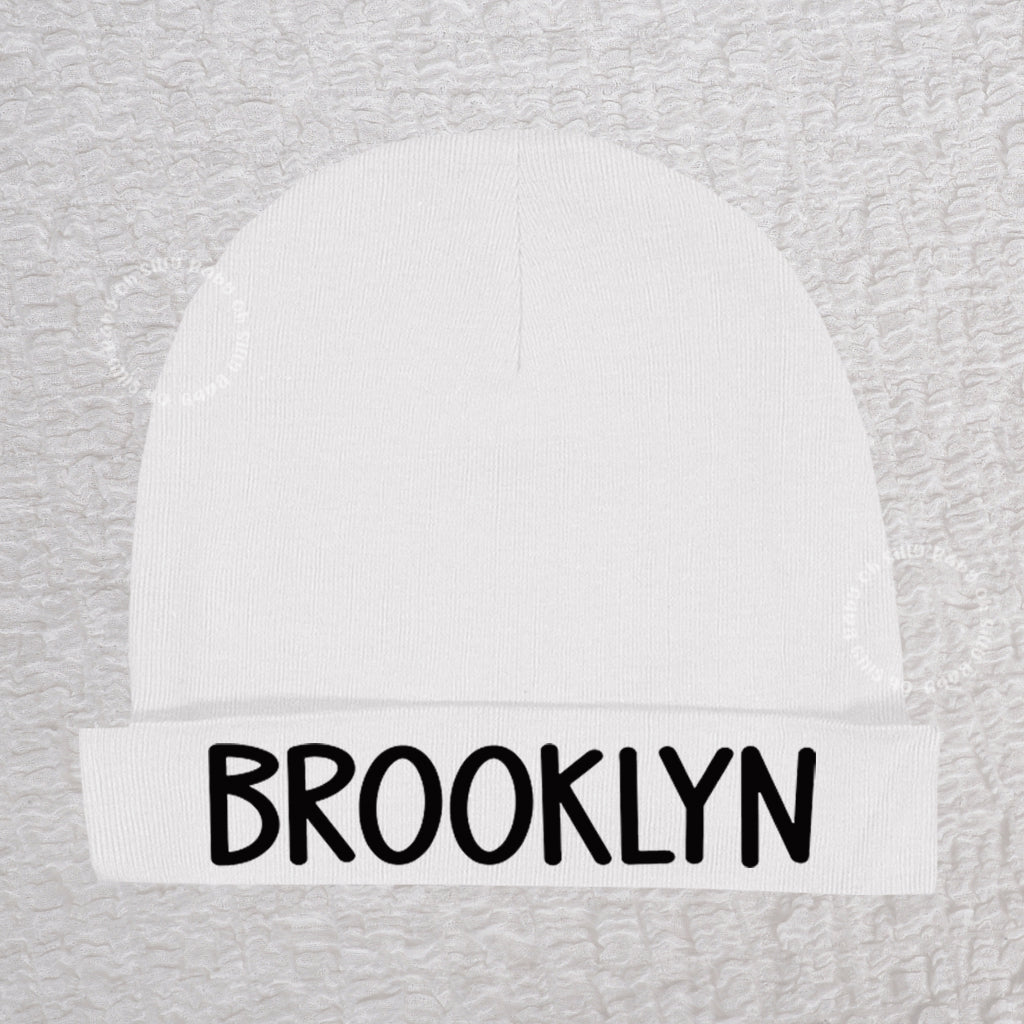 Personalized Name Beanie Hat Girl White