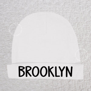 Personalized Name Beanie Hat Girl White