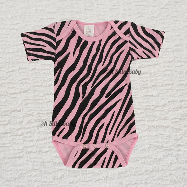 Pink and Black Zebra Print Onesie Oh Silly Baby