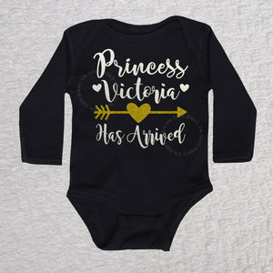 Princess Has Arrived Long Sleeve Black Bodysuit