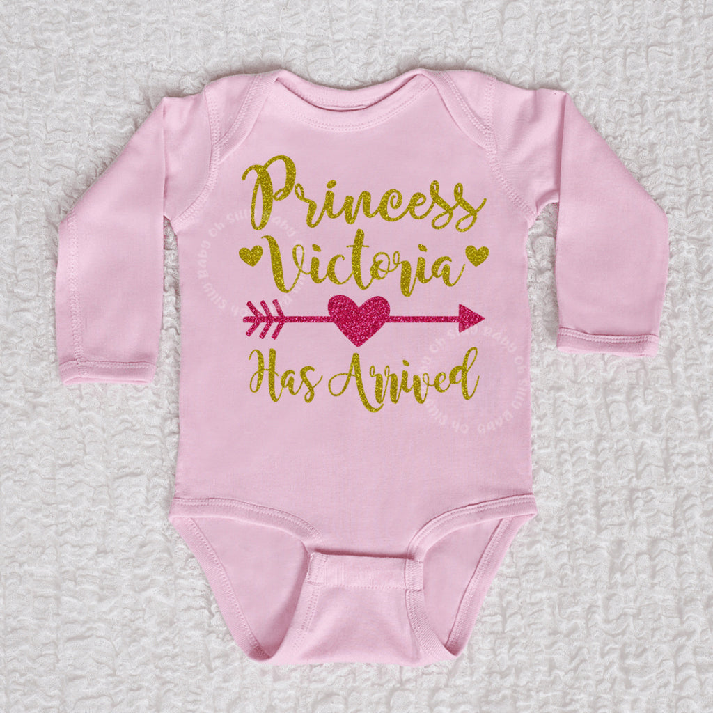 Princess Has Arrived Long Sleeve Pink Bodysuit