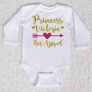 Princess Has Arrived Long Sleeve White Bodysuit