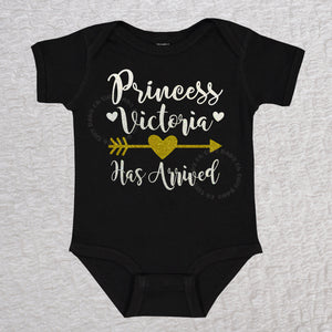 Princess Has Arrived Short Sleeve Black Bodysuit